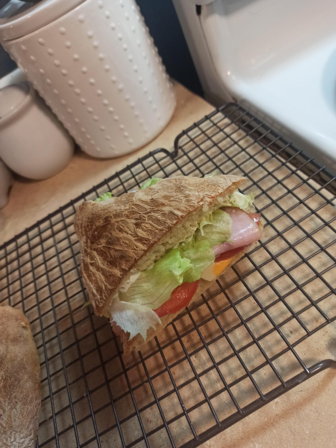 Ham and cheese on freshly baked bread