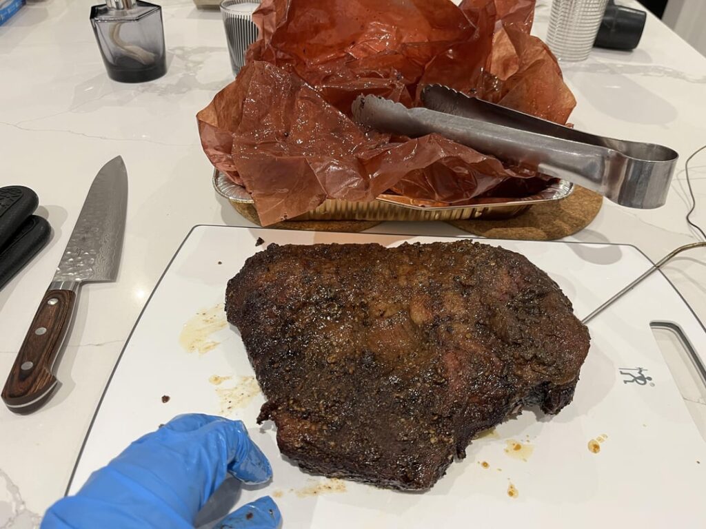 Smoked 1/2 Beef Brisket for the first time. Question: what is the difference between a full size brisket vs. separating the 2 muscles (flat and point) before smoking.