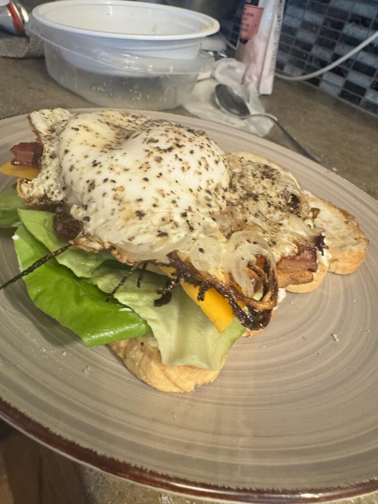 Did a fried green tomato BLT with one of our onion eggs.. my knees almost buckled 🤤😋