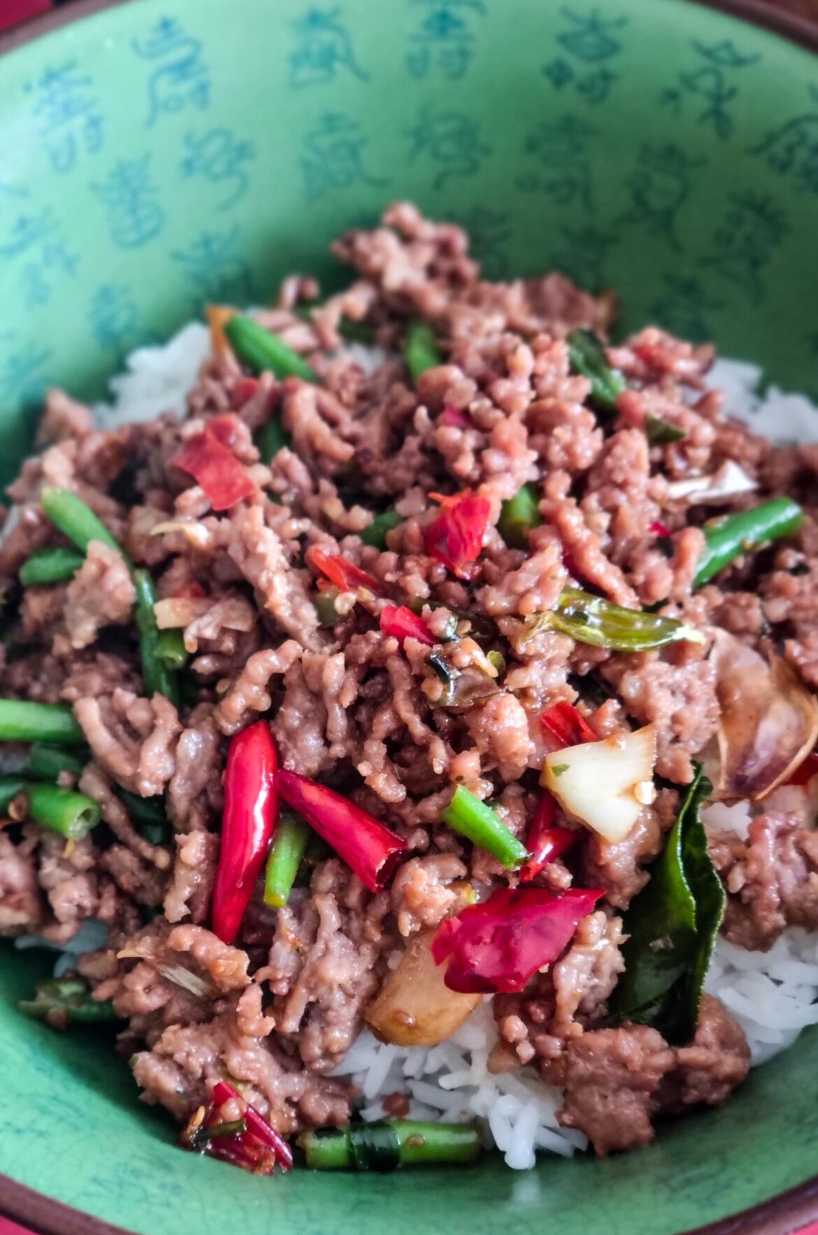 made my favorite spicy street food dish: Thai Pad Krapao or Holy-Basil Stir Fry