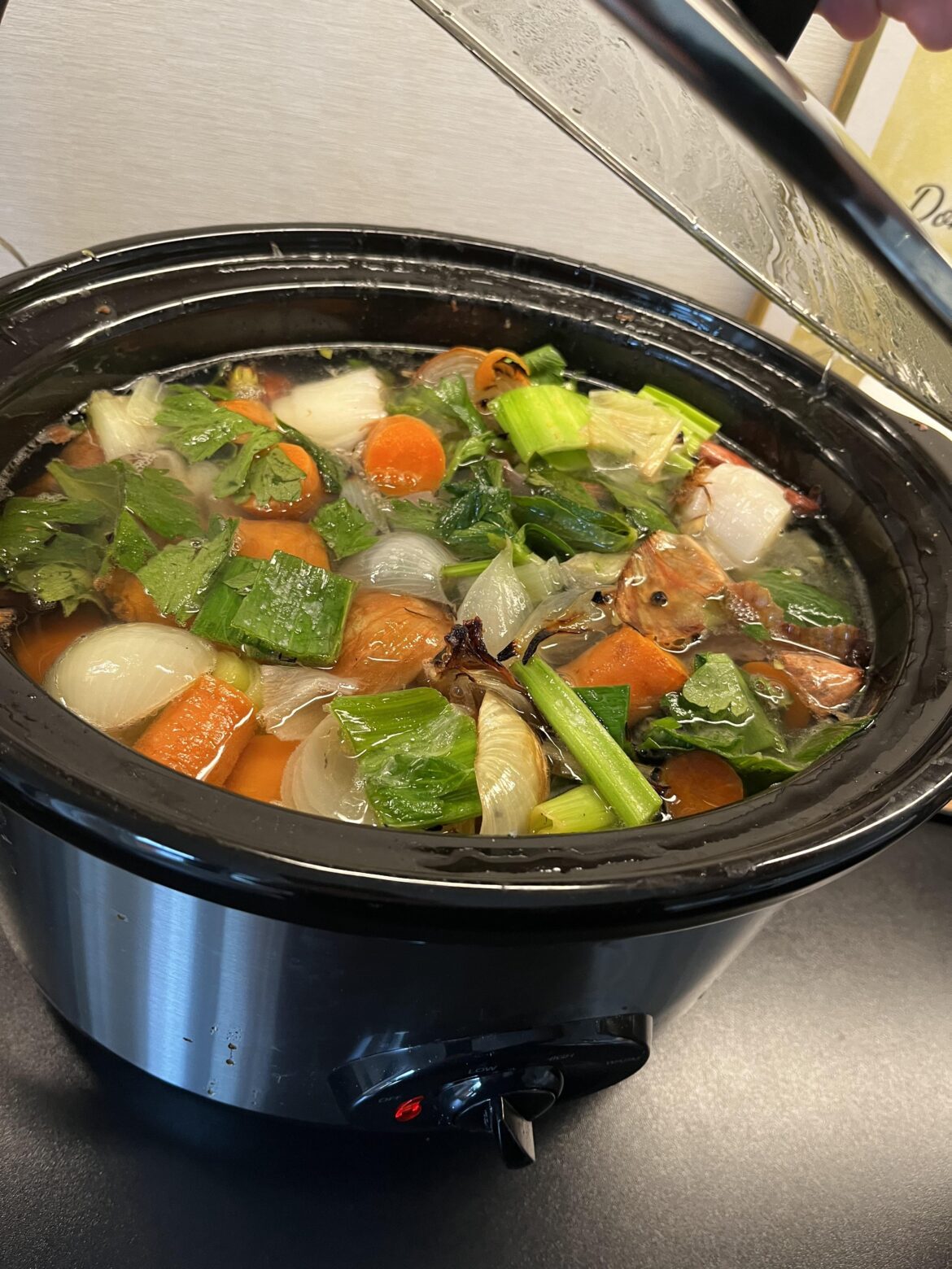 Vegetable stock (with a tomahawk bone)