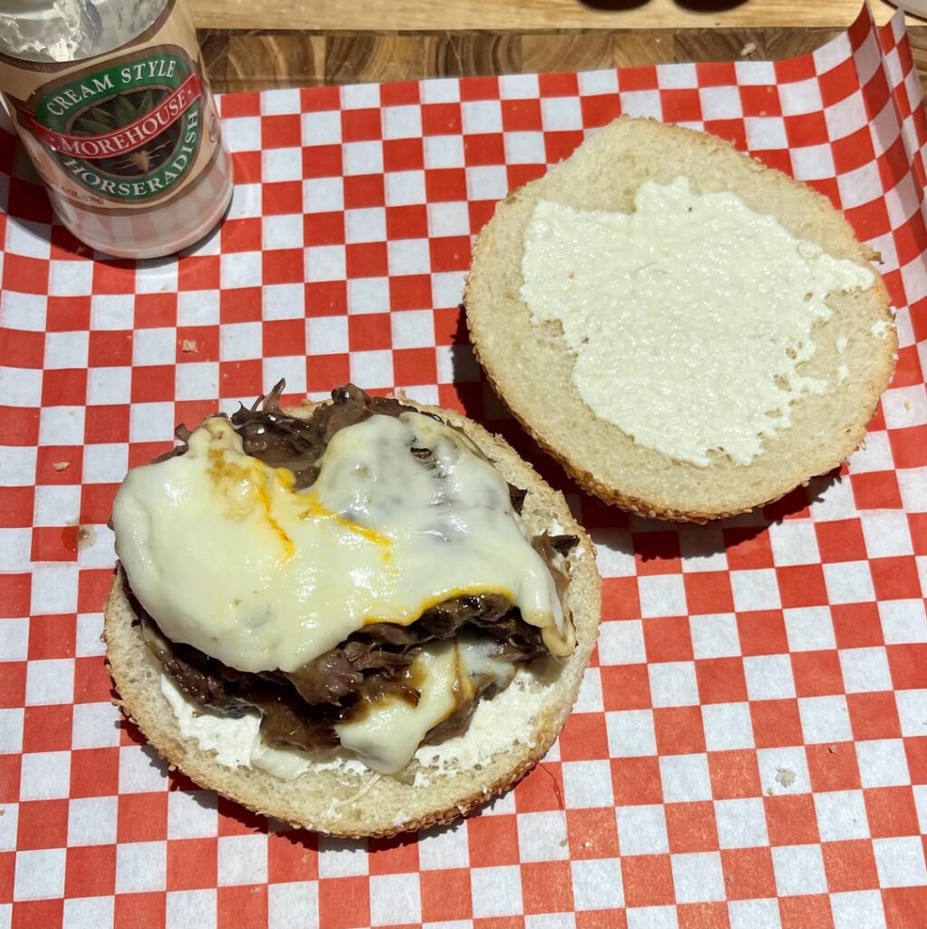 smothered leftover pot roast sandwich