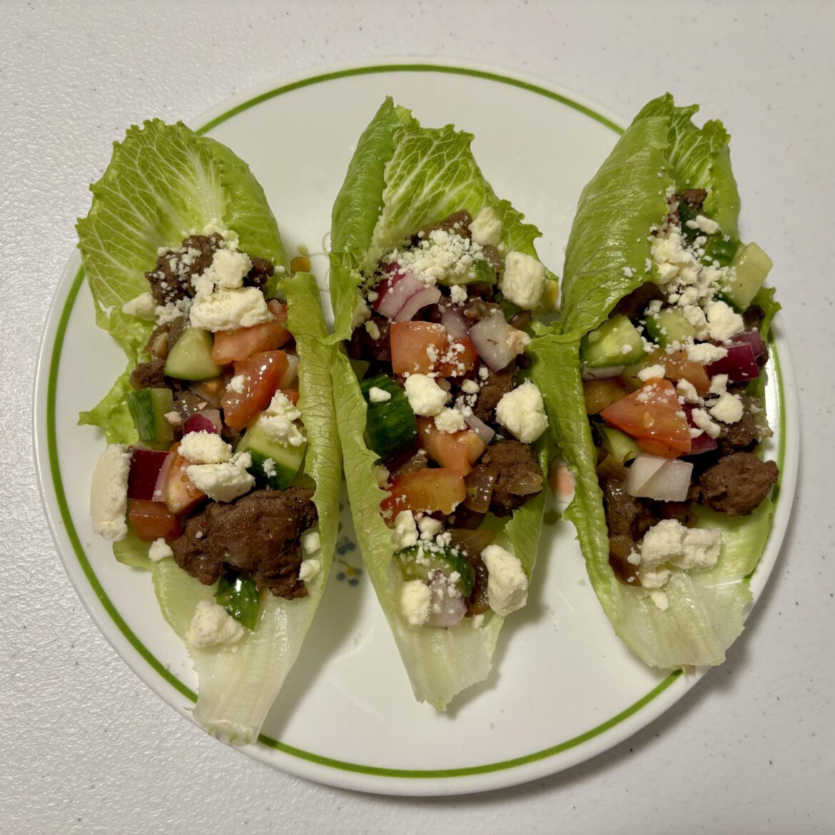 Turkey & Greek Salad Lettuce Wraps with Feta