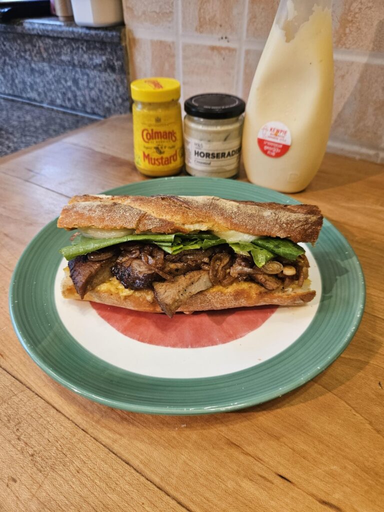 Left over veal roast in a baguette
