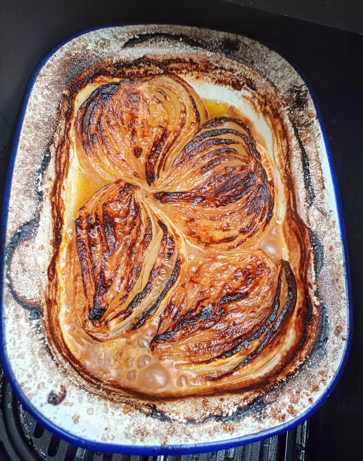 Ottolenghi's Miso Butter Onions done in the air fryer, so simple and so tasty.