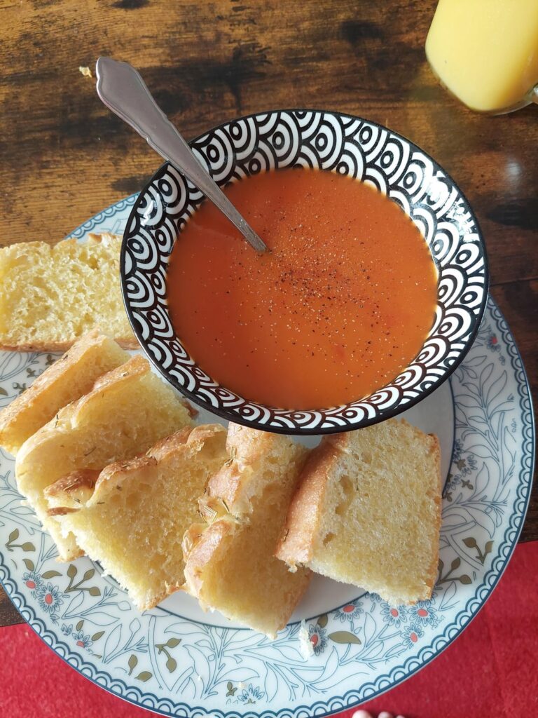 Tomato soup with toasted Rosemary focaccia.