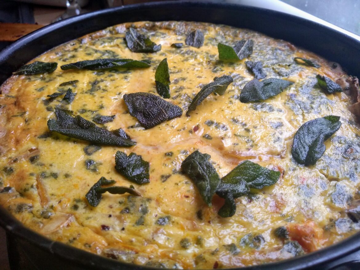 Butternut sage hazelnut quiche