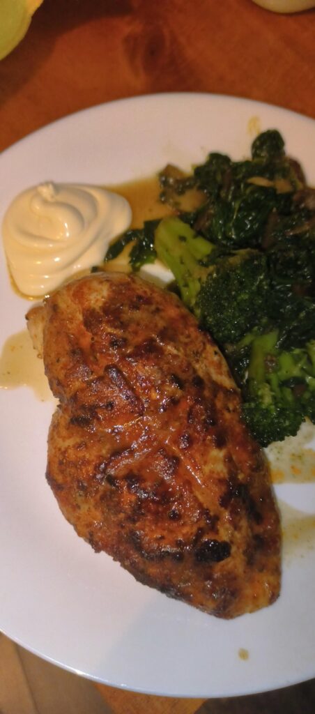 Chicken Spinach Broccoli and Mushrooms