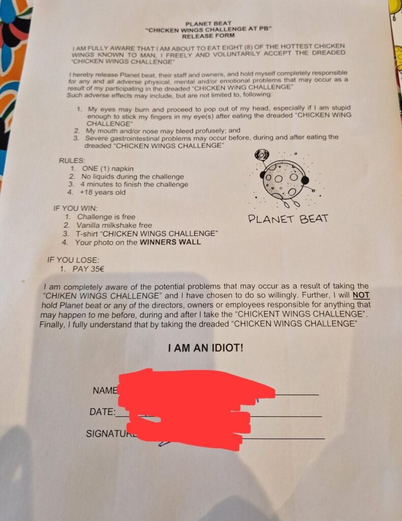 Reminder: Don't do spice challenges on holiday