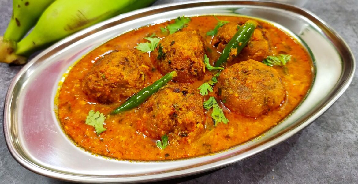 Raw banana kofta curry