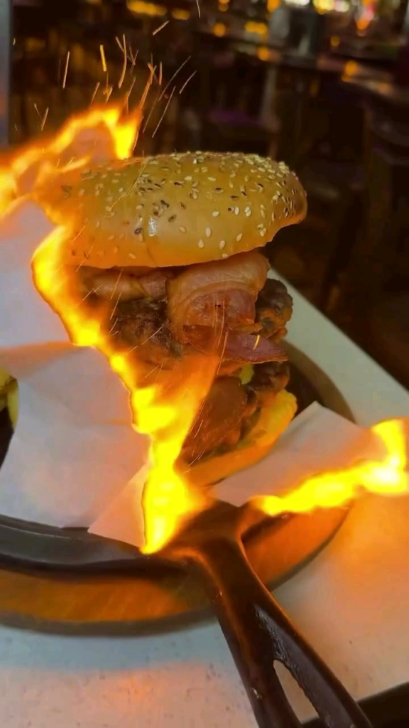 Surprisingly the lack of a classic plate here is less offensive than my burger smelling like burnt paper... LOL