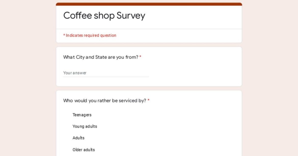 Coffee Shop Quiz