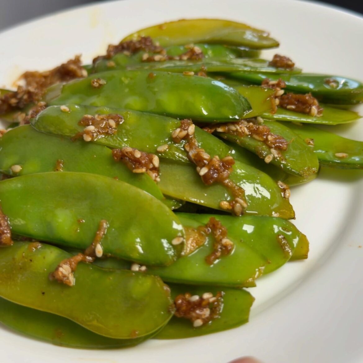 Snow peas stir fry - side dish with rice