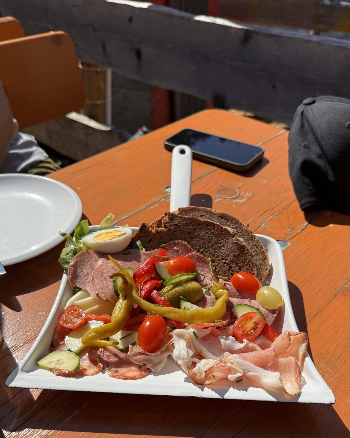 Our meal was served to us on a dustpan during our vacation in Austria. Möslalm at Kufstein (Tyrol)