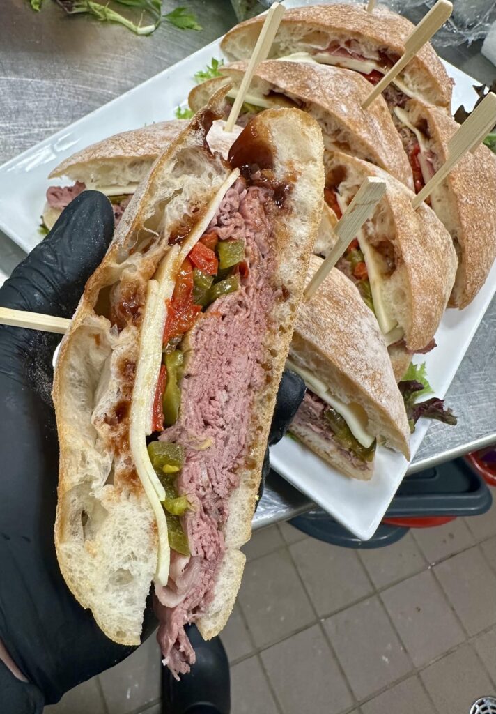 Roast beef and provolone sandwiches.