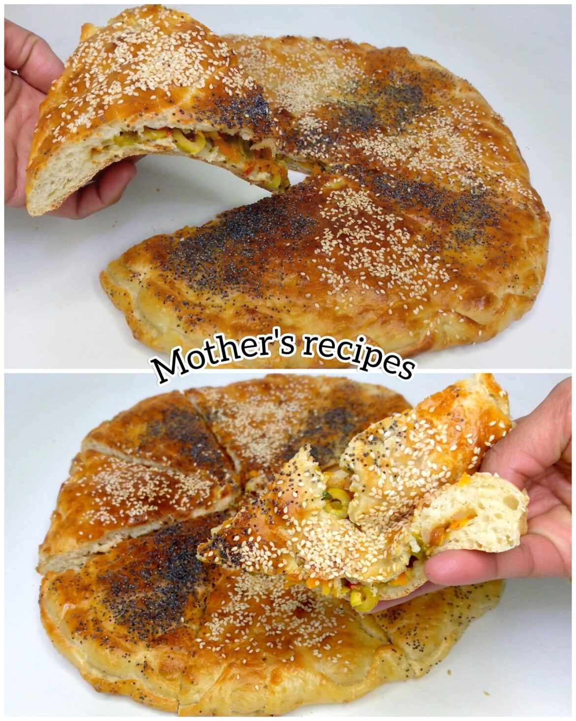 stuffed meatless bread *Moroccan way 👌🏻Delish recipe in the comments