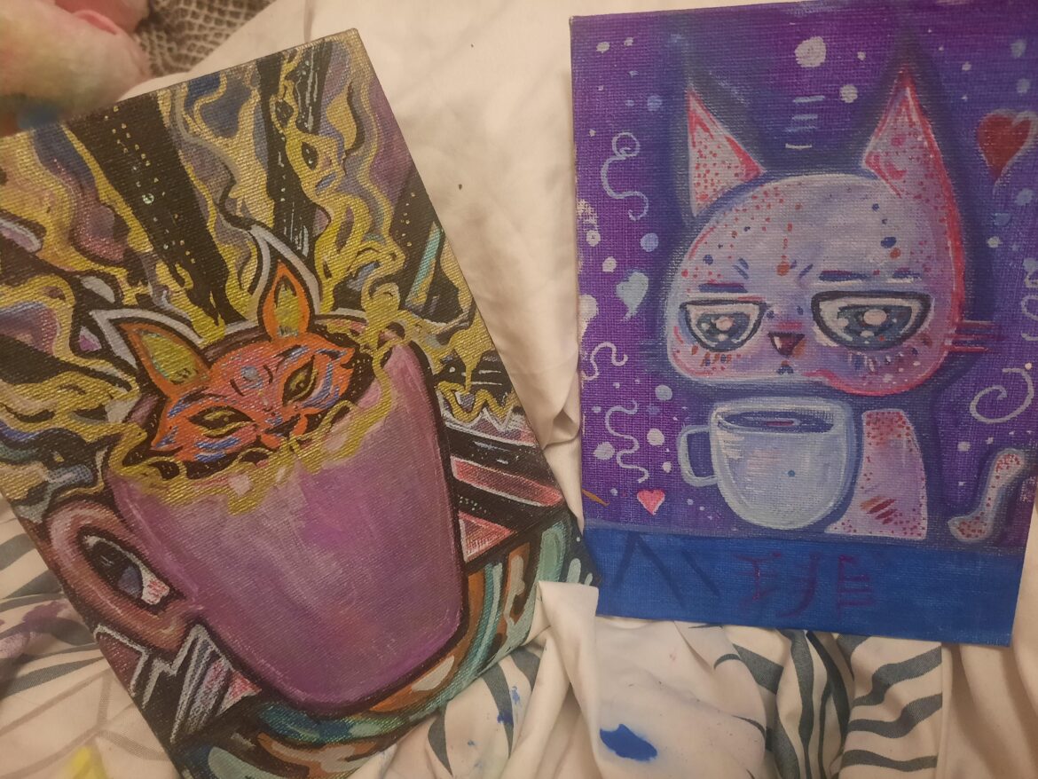 Coffe inspired paintings for a couple of my work colleagues