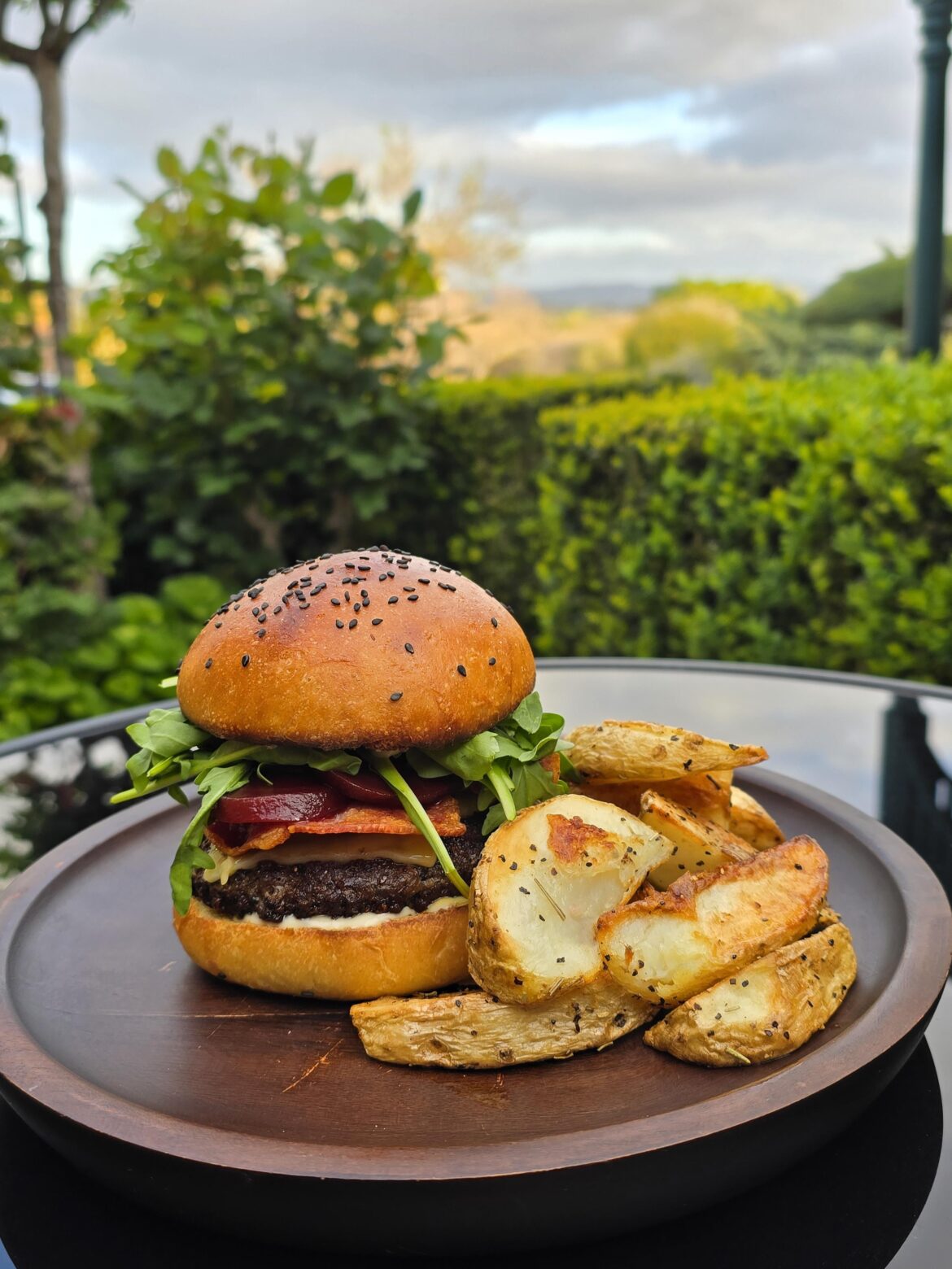 Wagyu bacon cheeseburger on a homemade bun
