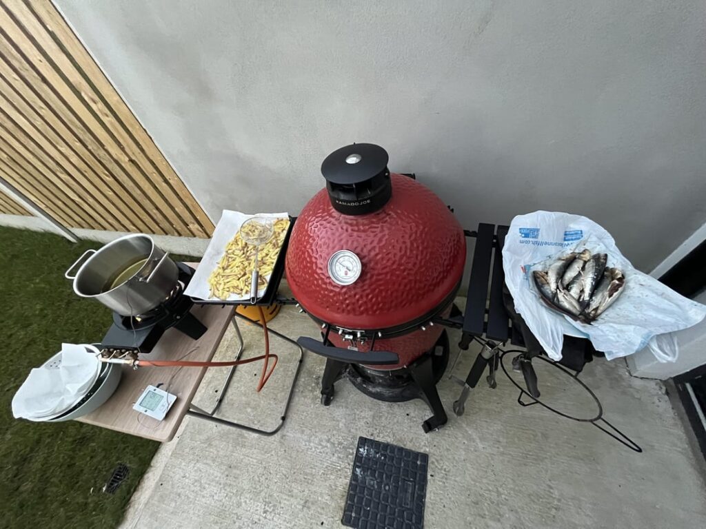 Grilled Sardines and twice cooked Fries