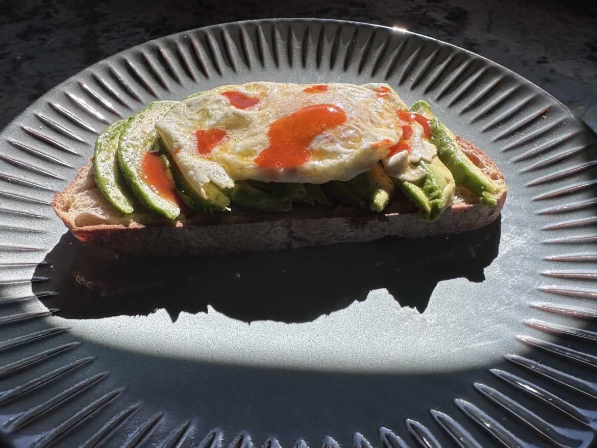 My nutritionist is turning me hipster: Avo toast with egg over easy.