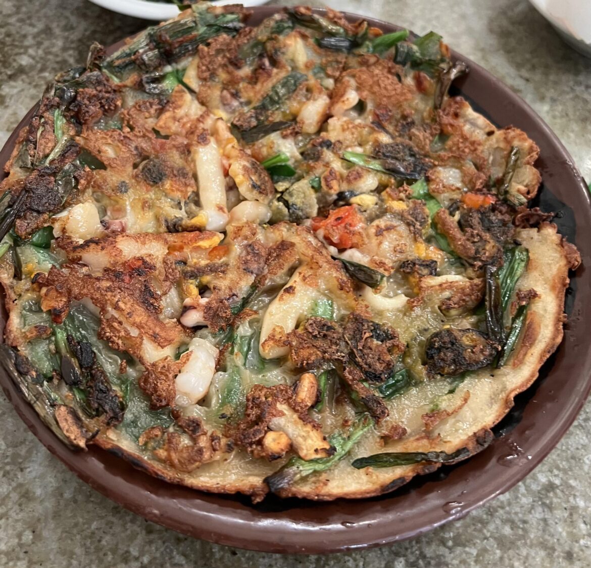 Seafood and green onion pancake