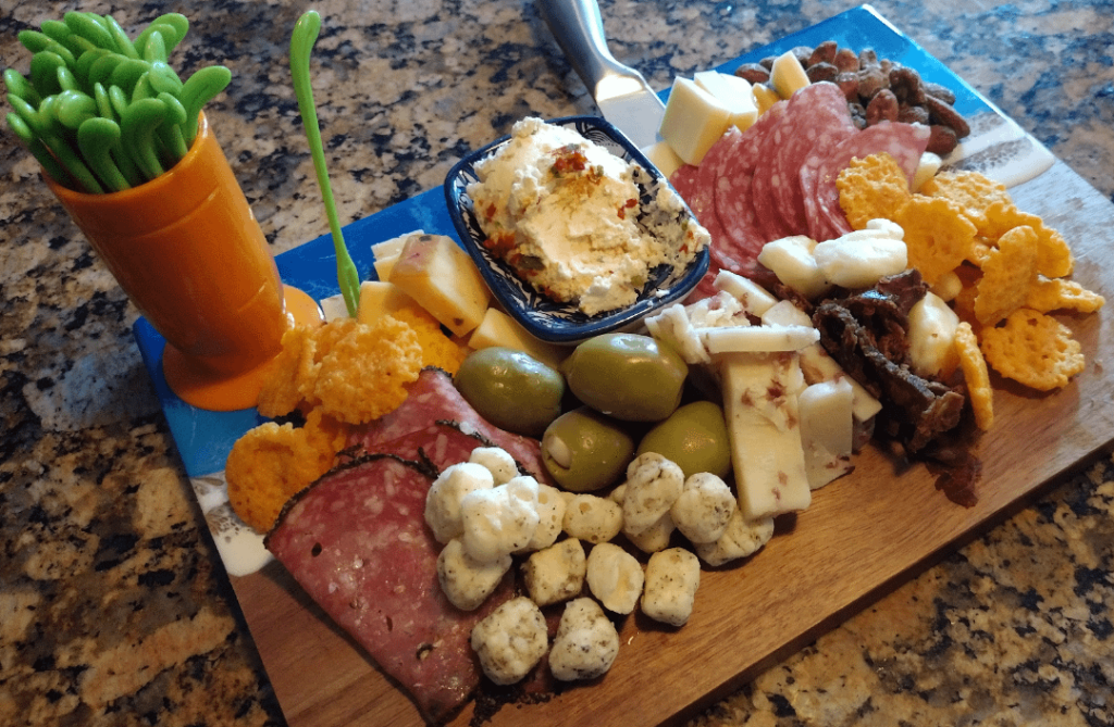 My first board, keto-friendly (even the maple-glazed nuts)