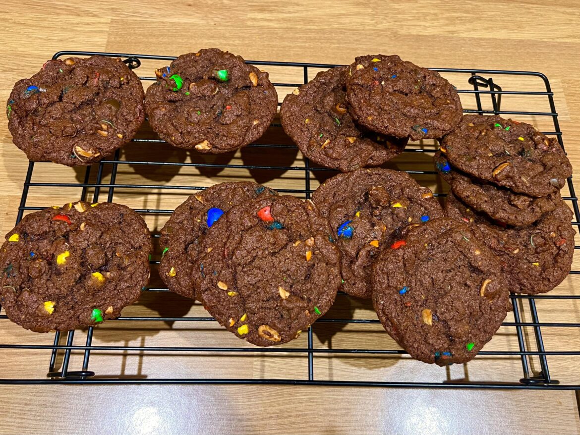 Fancied some biscuits last night but only had some ingredients and a bag of M&M’s.