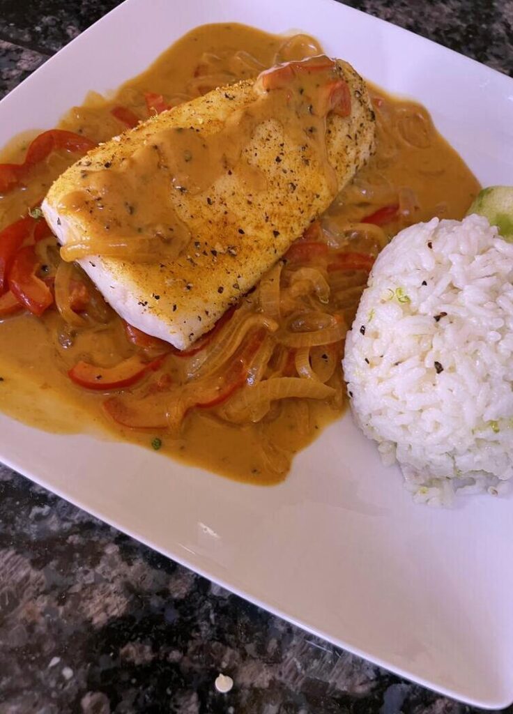Cobia with Thai style coconut curry ❤️