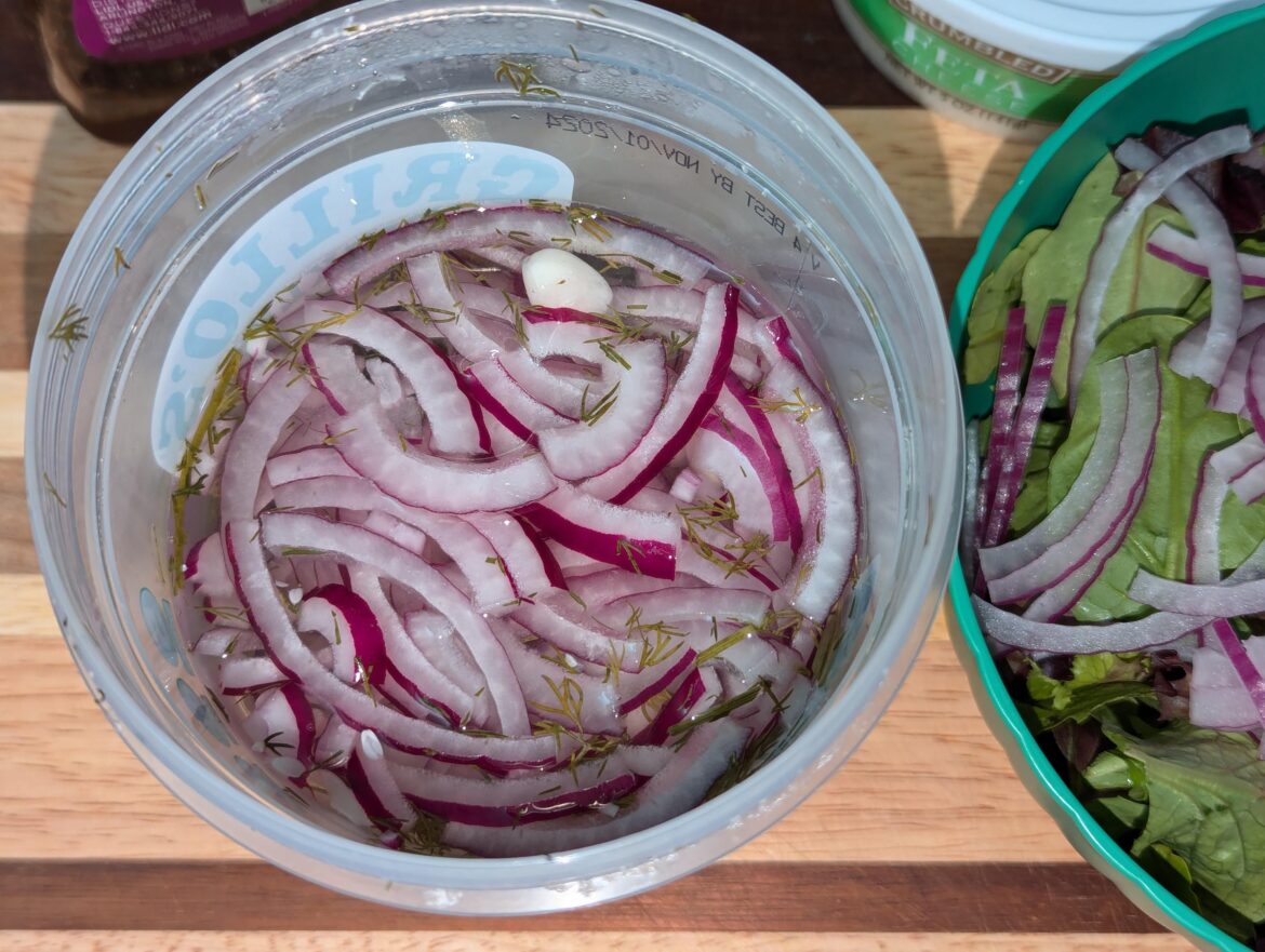 Grillo's pickles are incredible, so I added onions to the leftover juice.