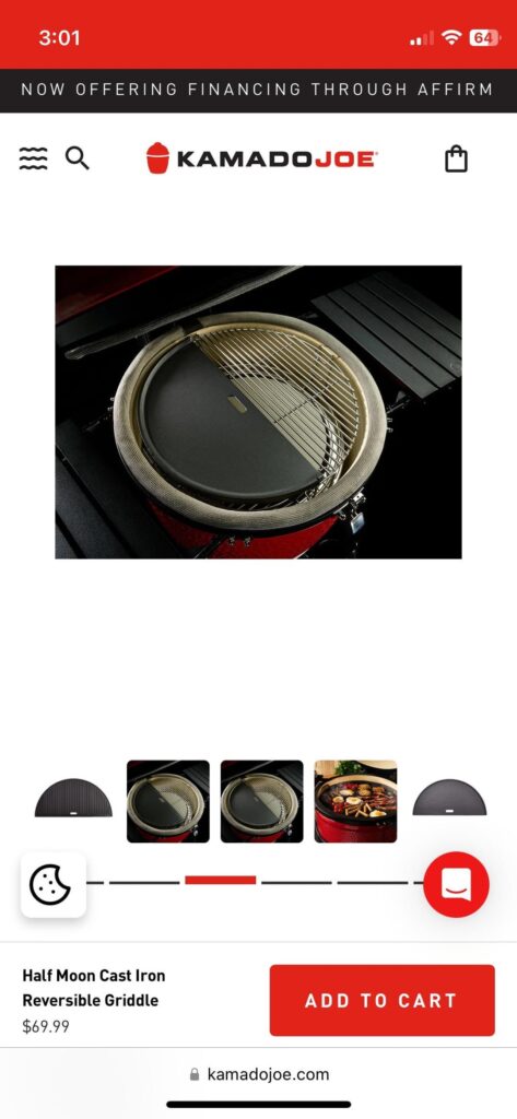 Looking to purchase either 2 cast iron half moons or the karbon steel griddle …