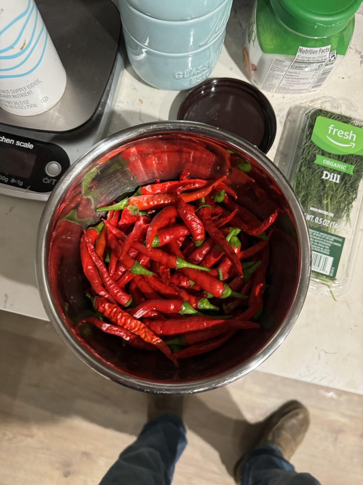 Made chili powder last night from home grown serranos (so: spicy, but not ridiculously spicy).