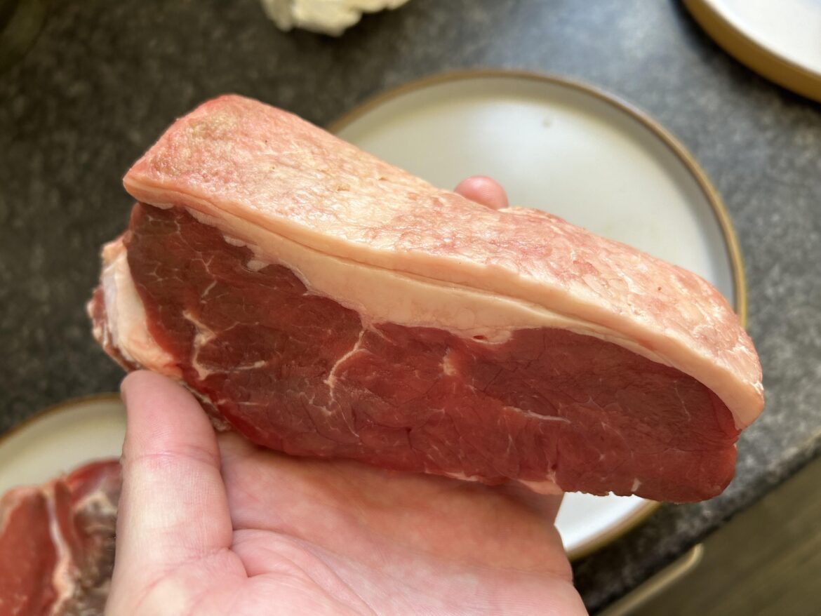 Rare Friday night off work. Had a walk to the local butcher and asked for some super thick sirloins. Didn’t disappoint. Maybe not amazing quality, but still cheaper than Asda!