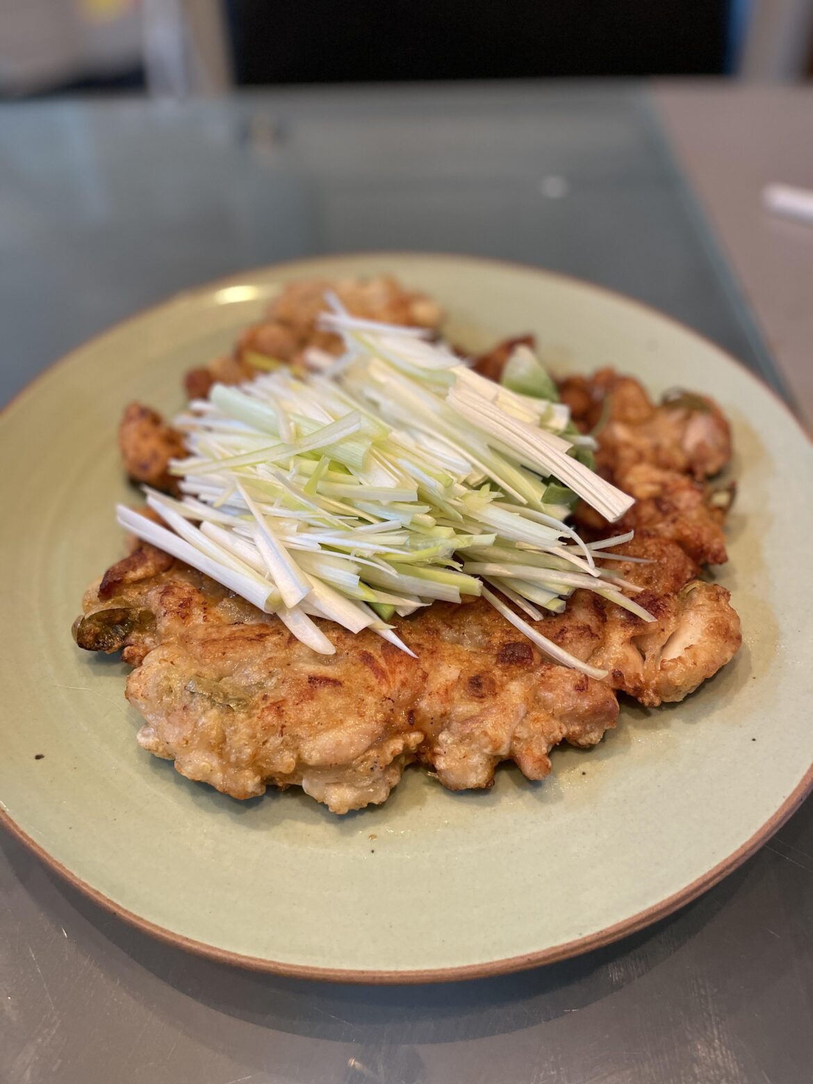 Padakjeon (Green onion and chicken pancake)