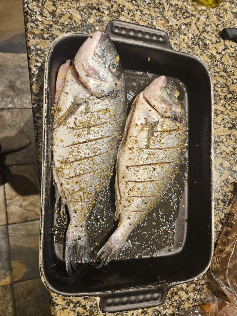 Sea bream and potatoes!