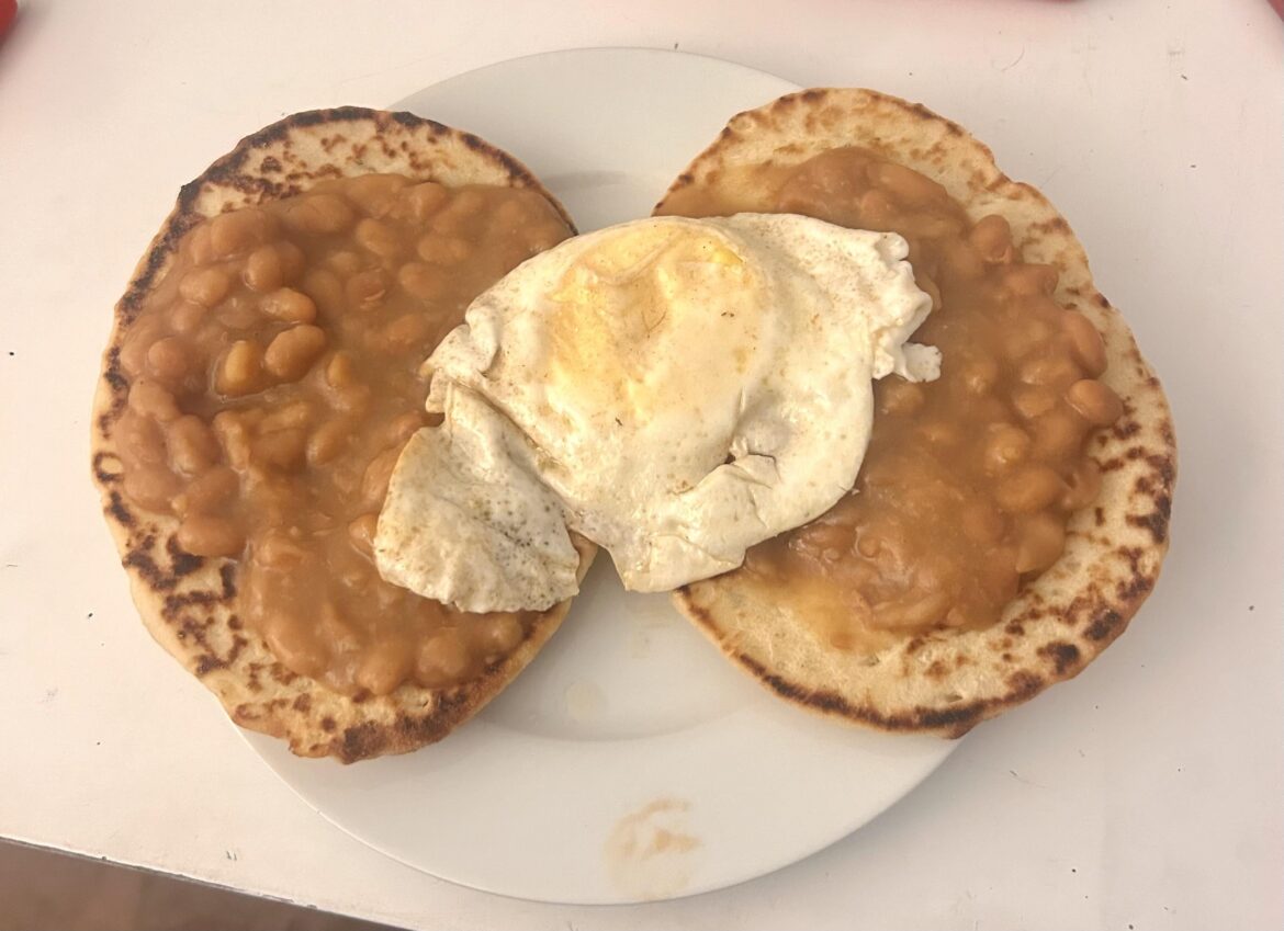 Beans with egg.