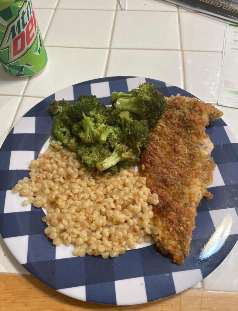 Herbed Mozzarella Chicken with Couscous and Broccoli