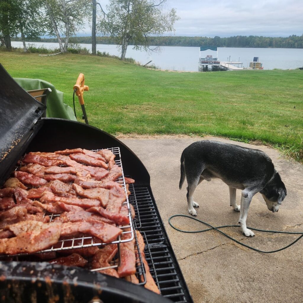 7lbs of game day Eye of Round jerky on the Campchef. Go Pack!
