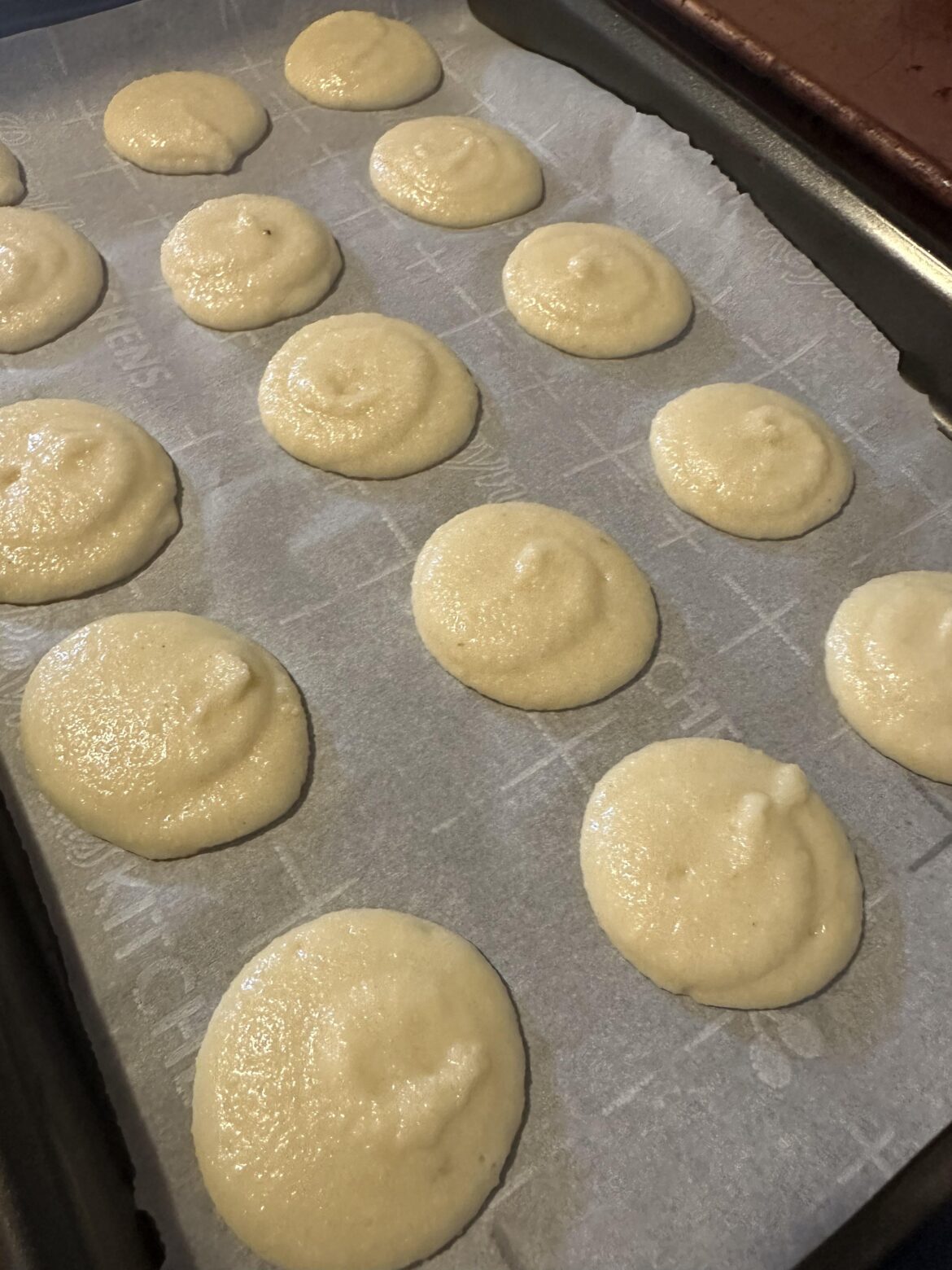 I fudged up and whisked in the almond flour and powdered sugar when I should have done granulated sugar.