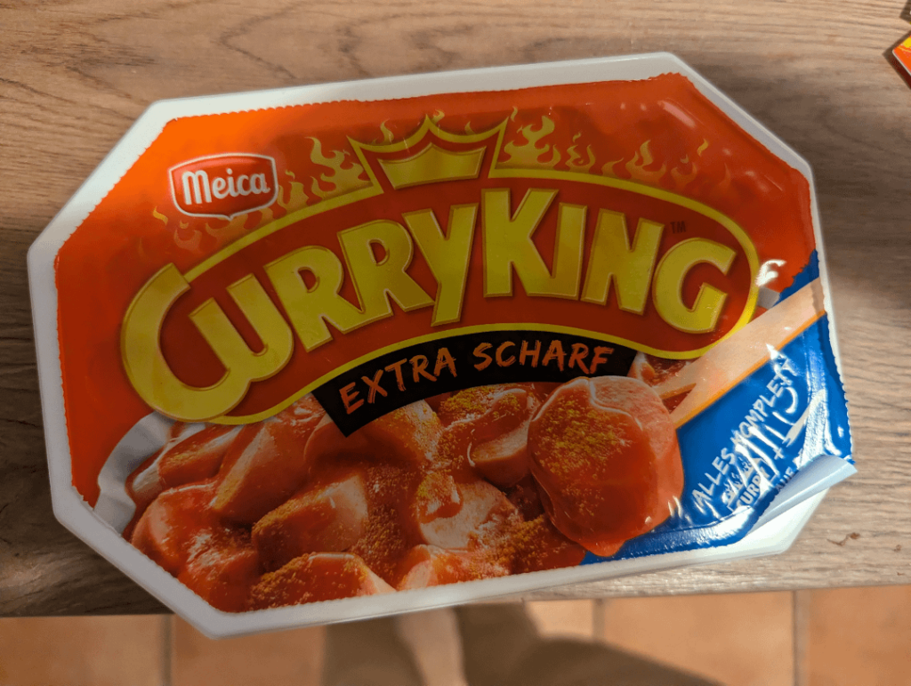 The largest microwavable Currywurst manufacturer in Germany came out with an extra spicy (Extra Scharf) variant. Was of course, not really spicy at all.