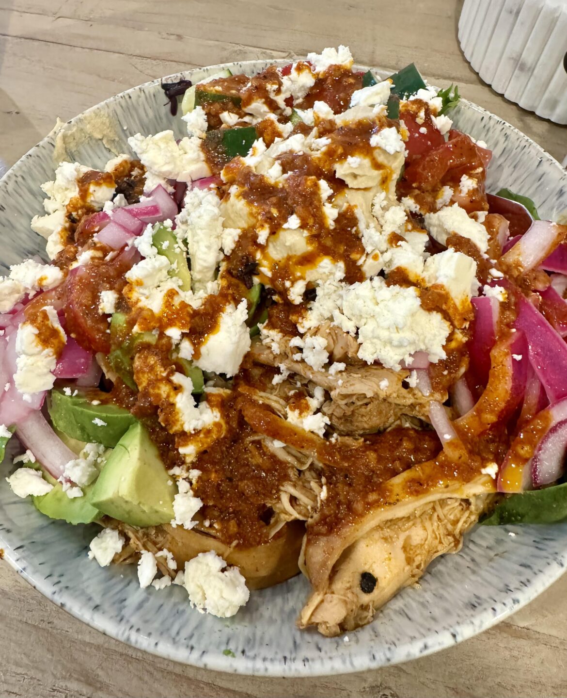 Honey harissa chicken power bowls - chicken was made in my slow cooker