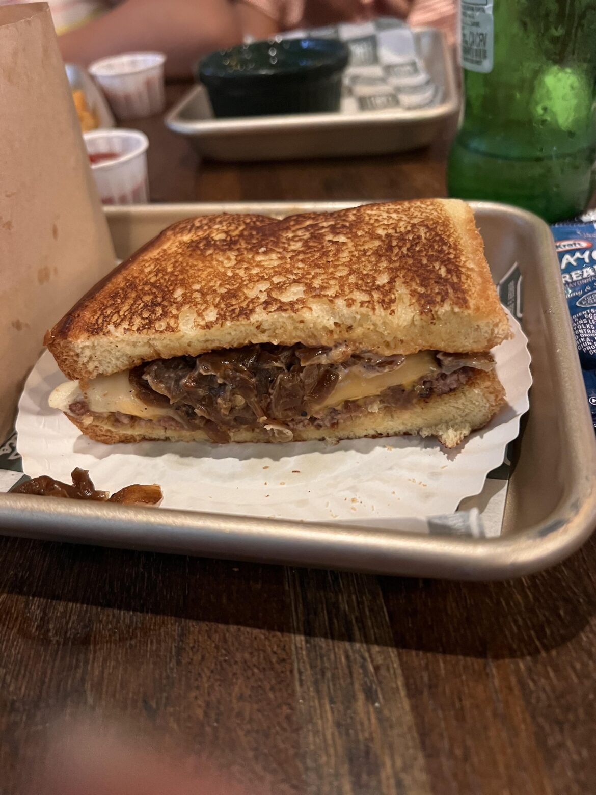Mouthful of caramelized onions on this patty melt