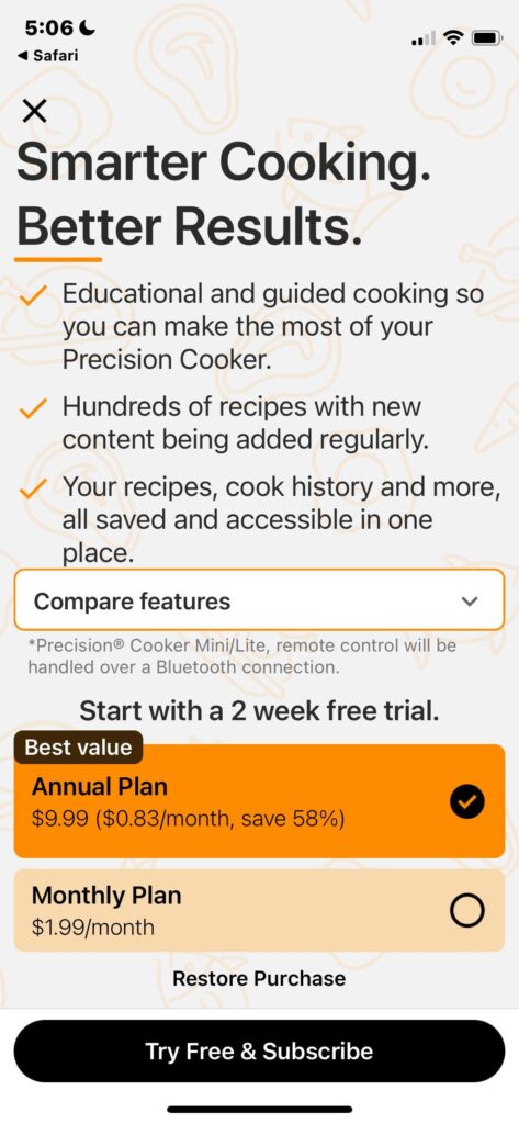 Tried to view a recipe in the Anova app and got this. WTF, I thought we were grandfathered in?
