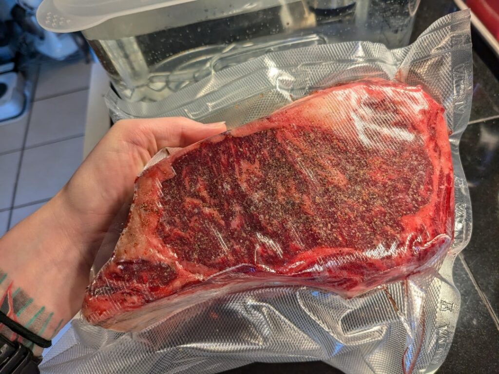 Beautiful CHONK of ribeye at 135 for 2 hours