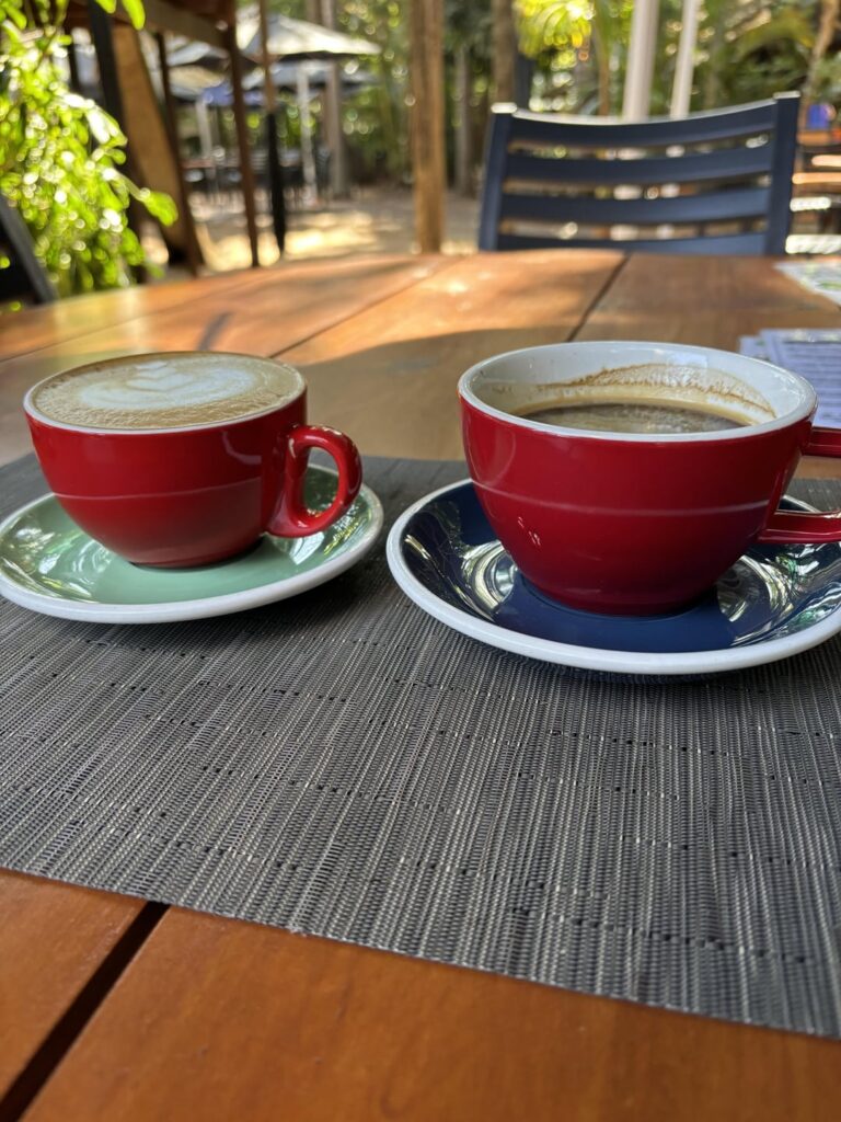 A cheeky Americano and Cappuccino at Sanitas Tea Garden in Gaborone, Botswana🇧🇼