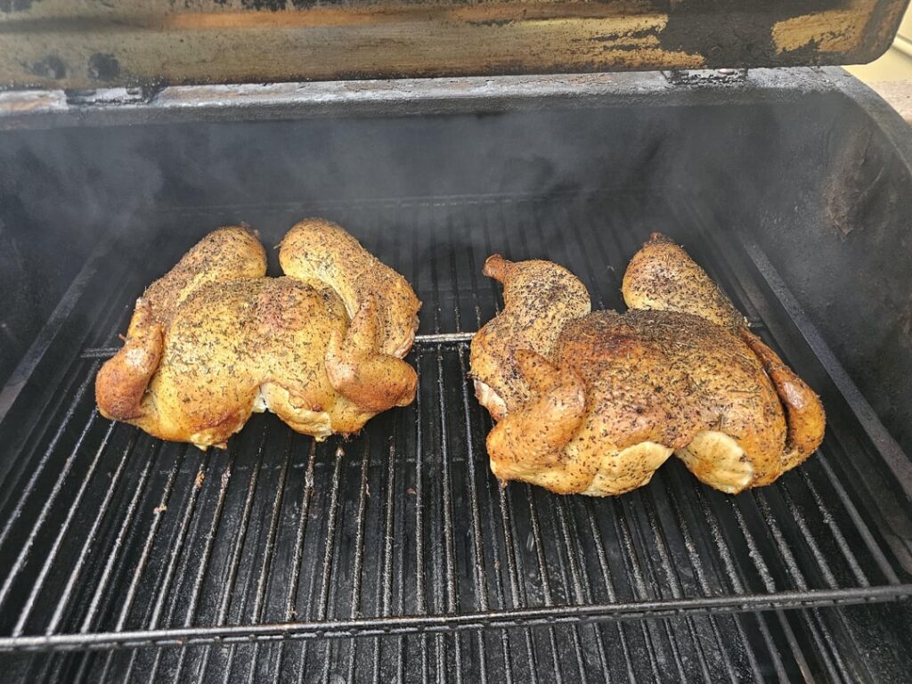 Smoked chicken meal for veteran coworkers (Camp Chef)