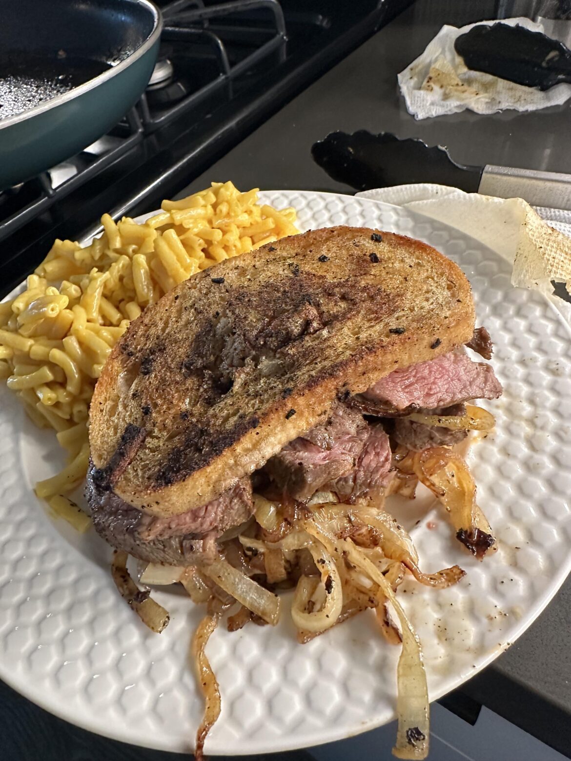Homemade tri tip steak sandwich
