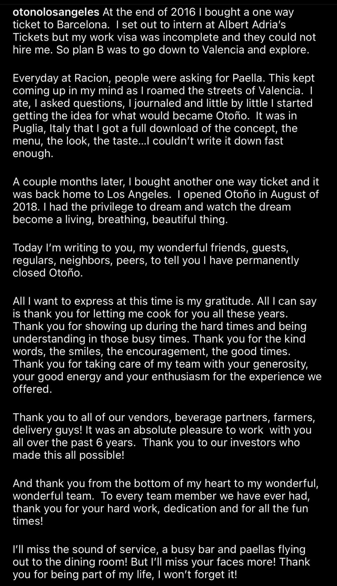 Otoño in Highland Park has closed