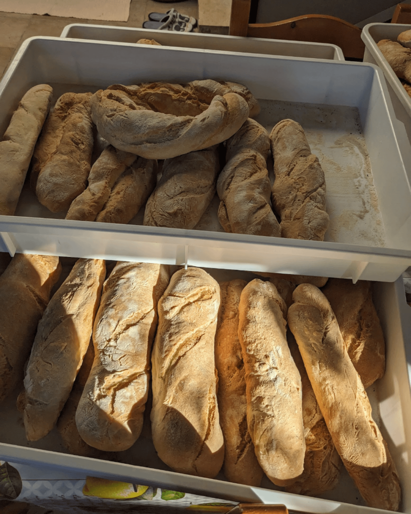 When we made bread in the community stone oven for the villages festival