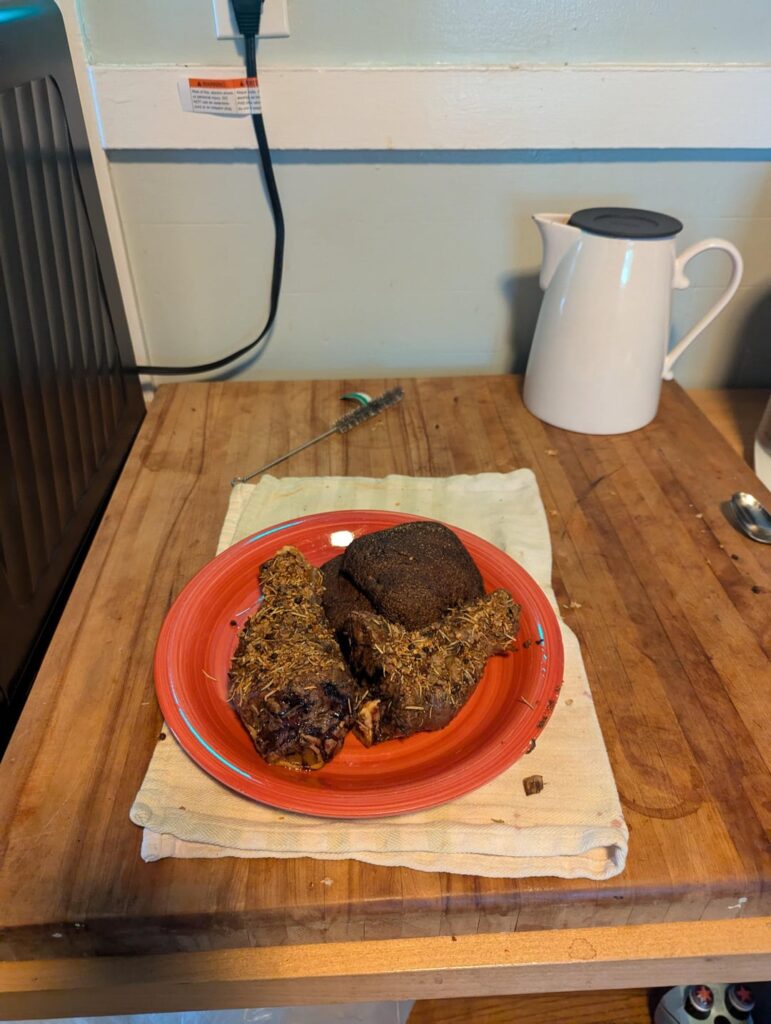 Slow cooked lamb and portabella mushroom in my GE Profile Indoor smoker