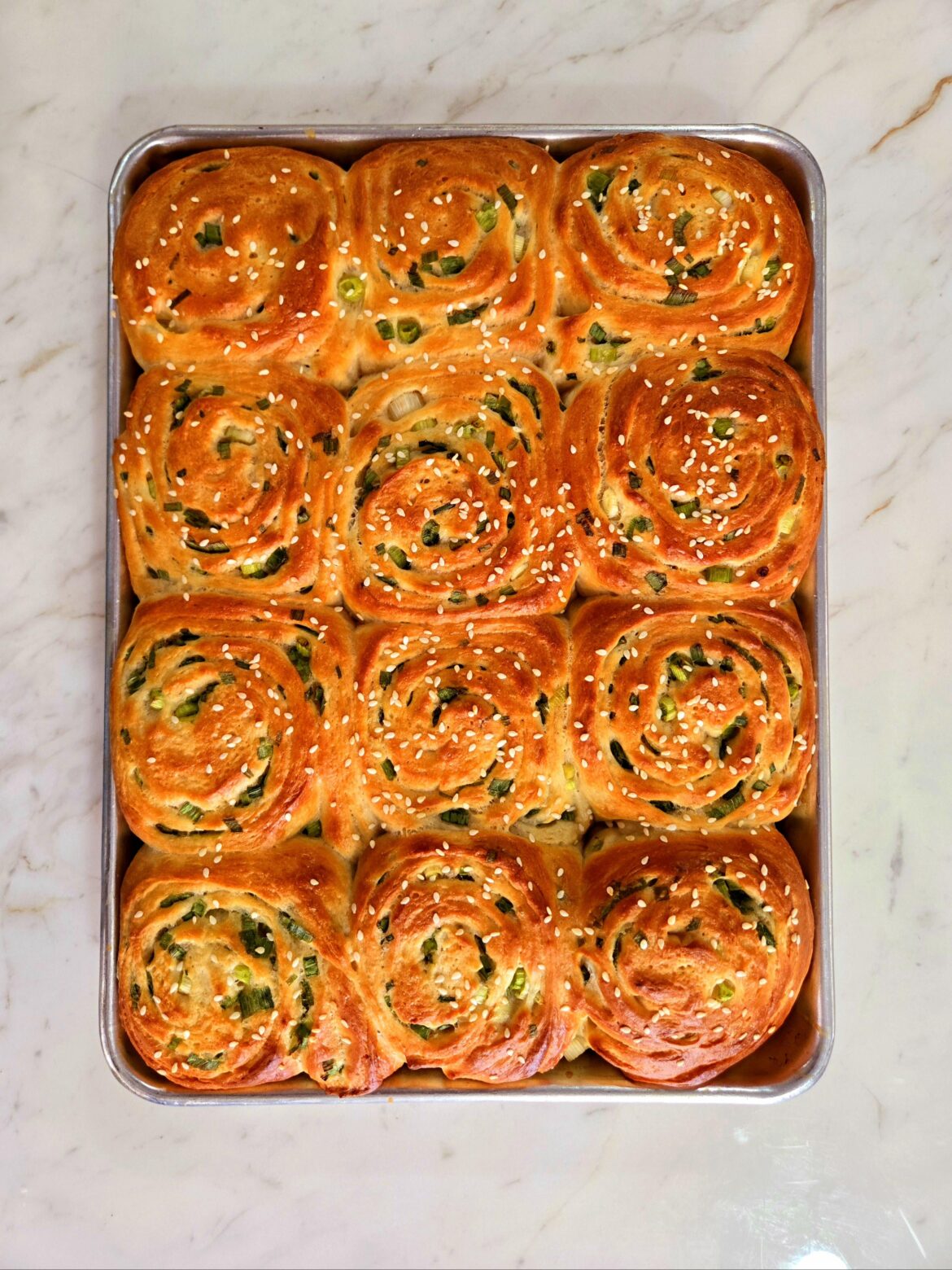 Scallion milk bread rolls